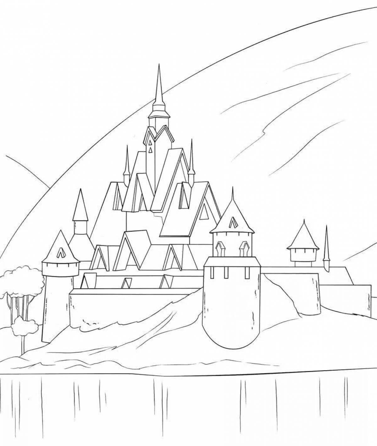Раскраска роскошный замок снежной королевы