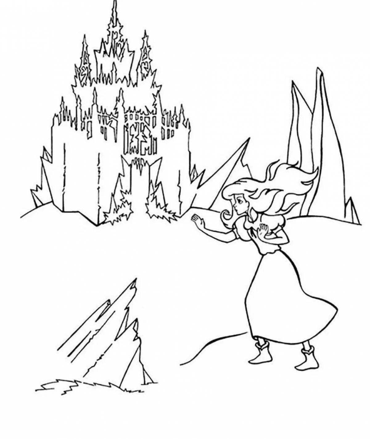 Coloring page elegant castle of the snow queen