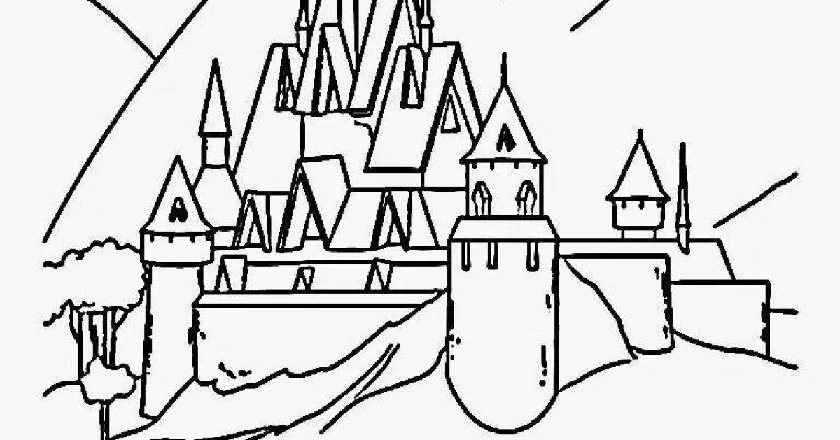 Раскраска сверкающий замок снежной королевы