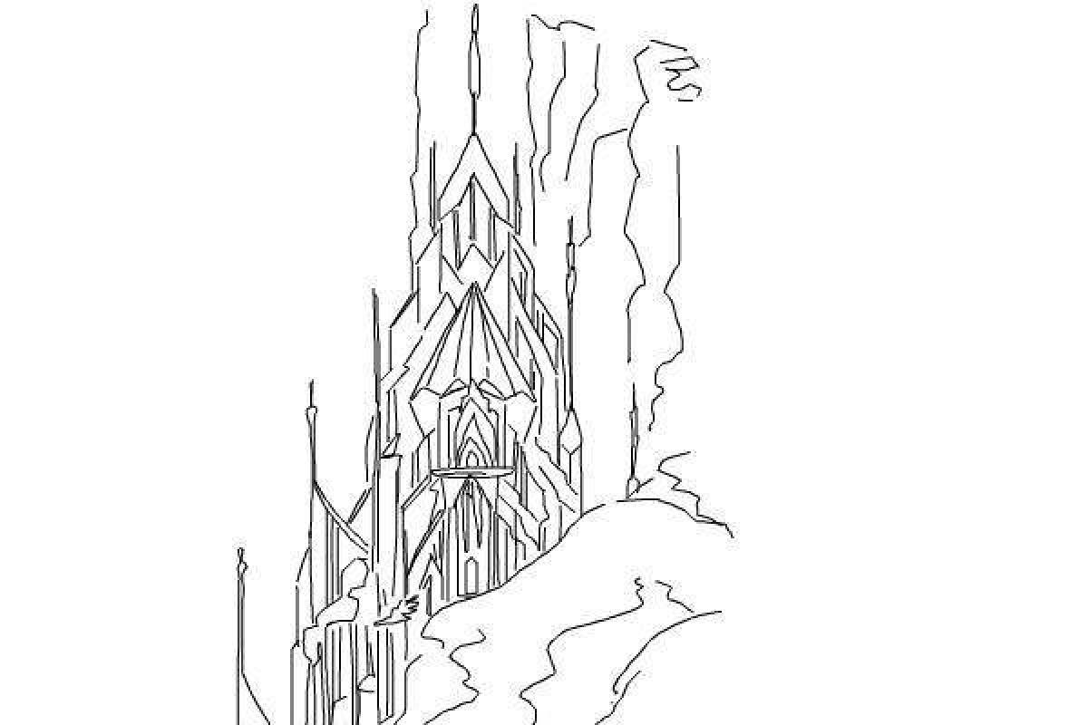 Coloring page of the magnificent castle of the snow queen