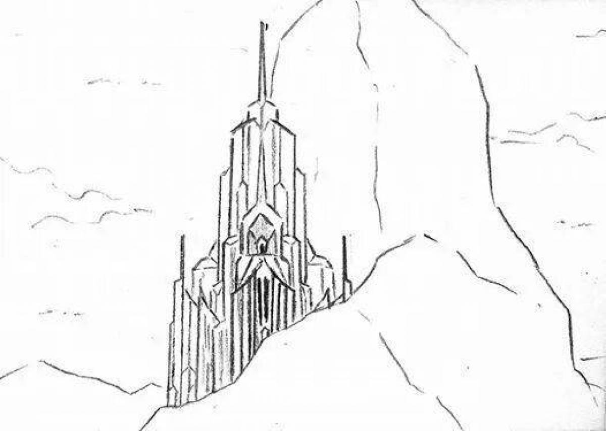 The Snow Queen's immaculate castle coloring page