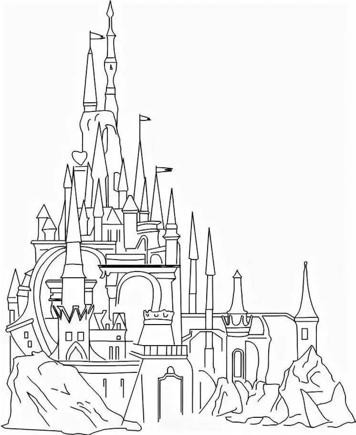 Coloring page of the snow queen's delightful castle