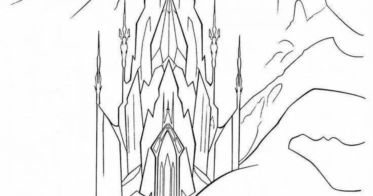 Snow Queen's alluring castle coloring page