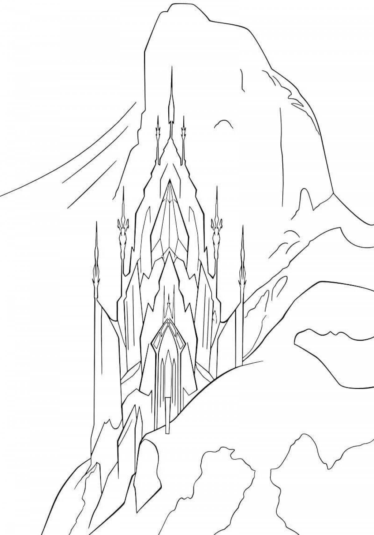 Раскраска волшебный замок снежной королевы