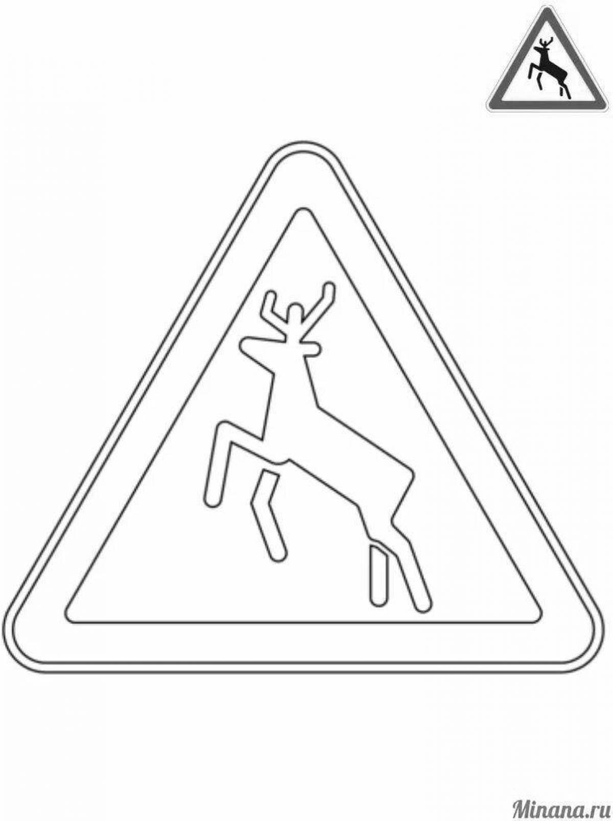 Coloring page lovely caution kids sign