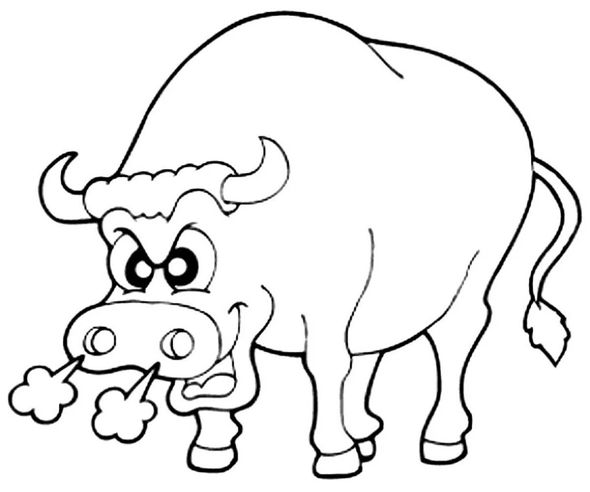 A funny bull coloring book for kids