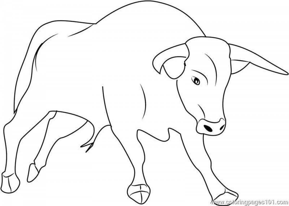 Adorable bull coloring book for kids