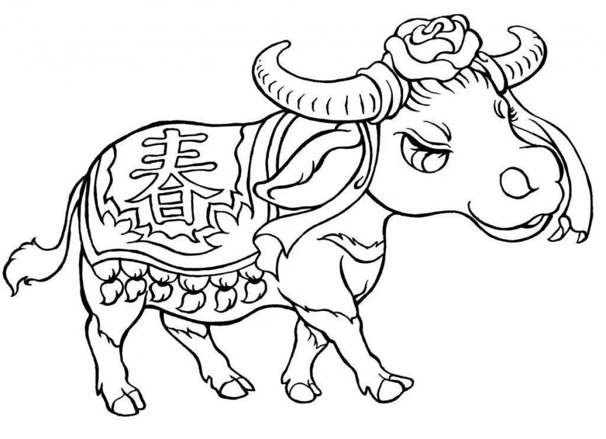 Outstanding bull coloring for kids