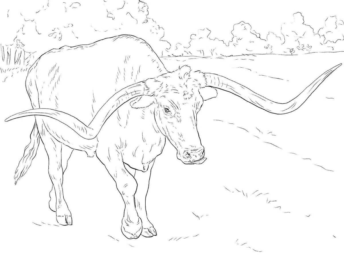 Amazing bull coloring page for kids