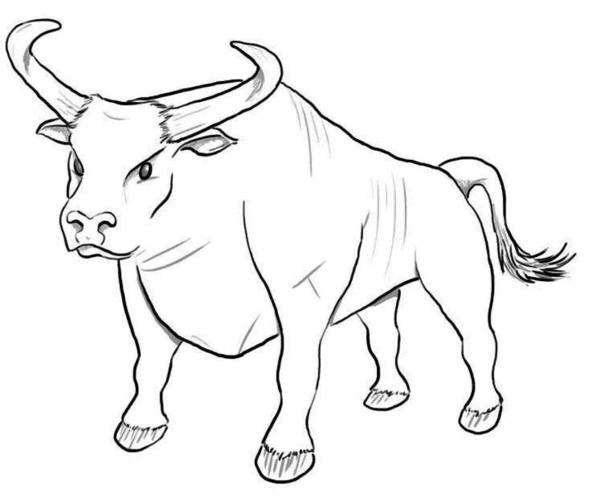 Gorgeous bull coloring book for kids