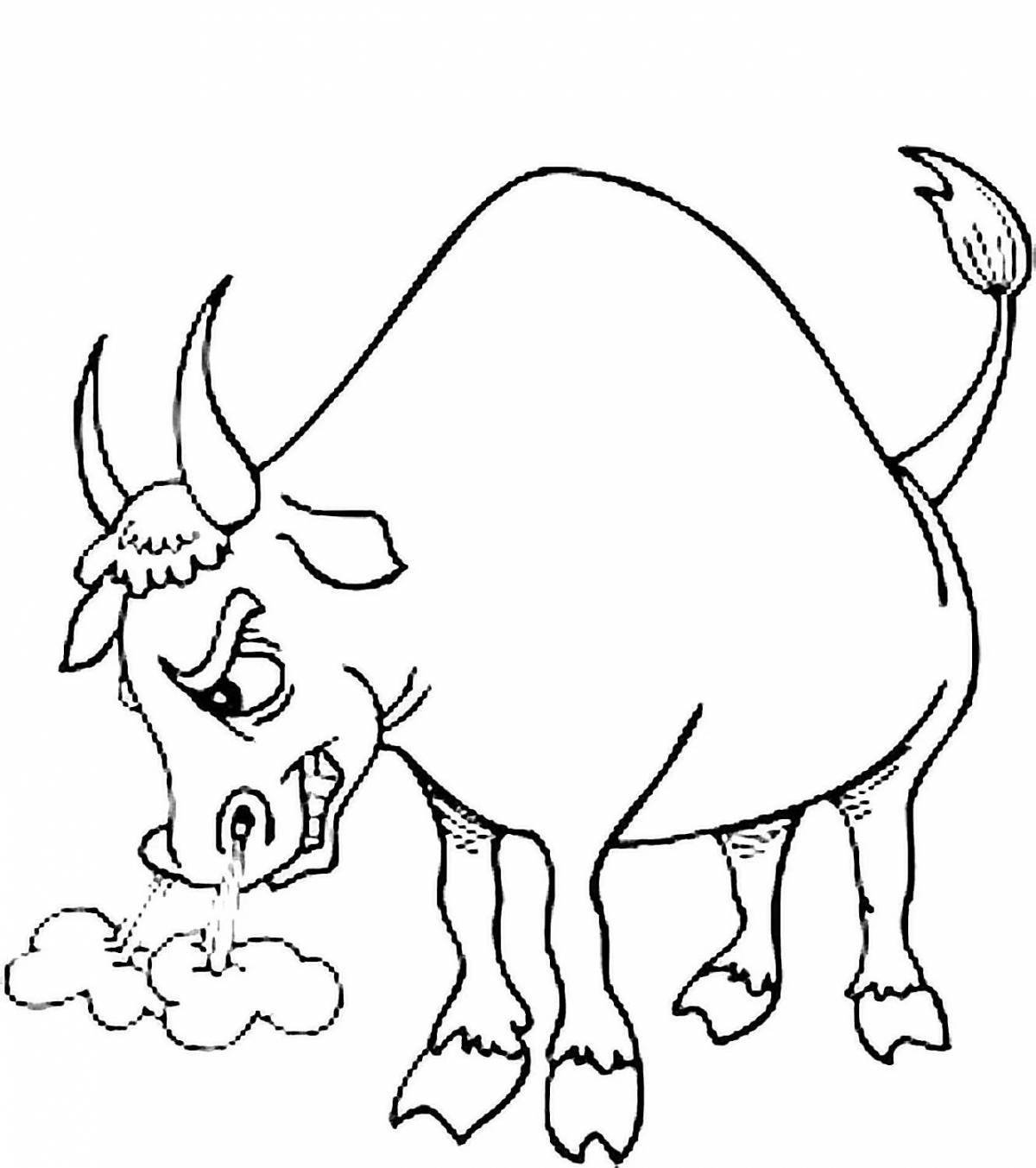 Awesome bull coloring for kids