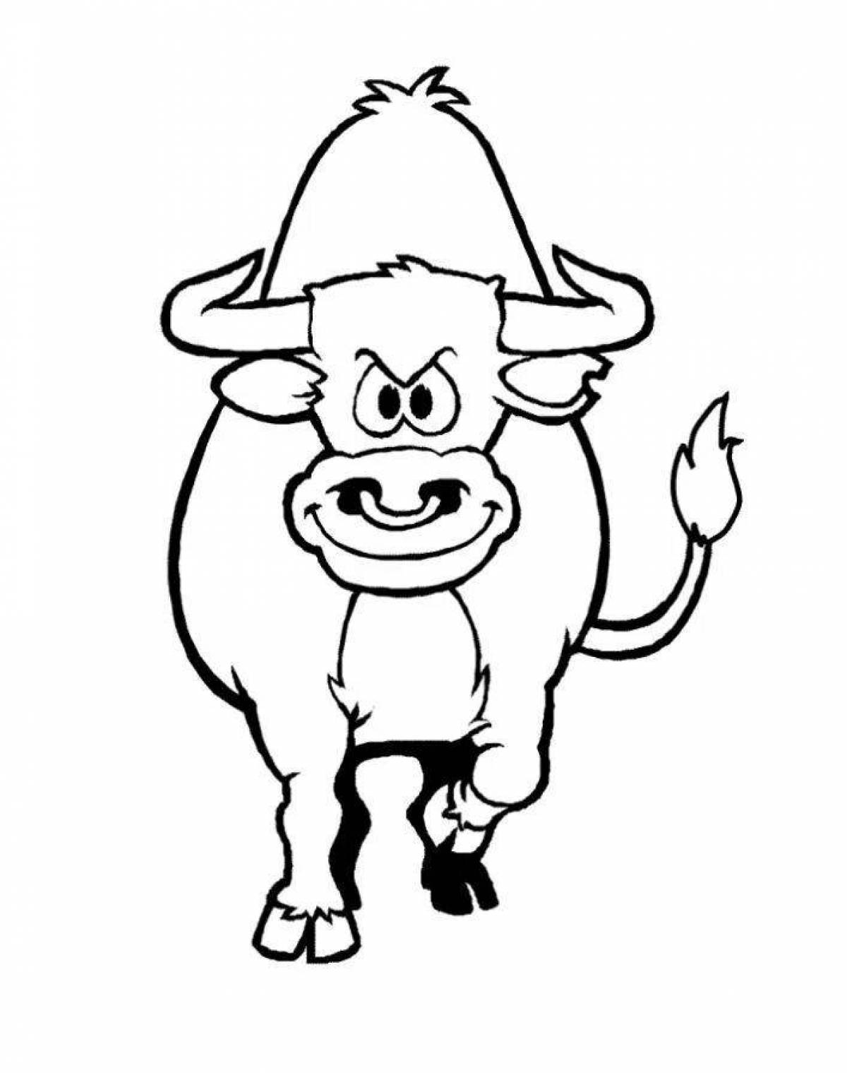 Cute bull coloring for kids