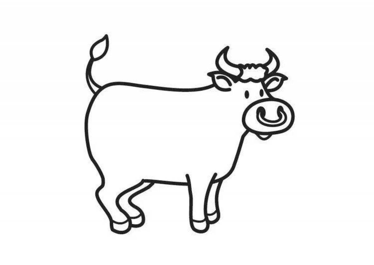 Adorable bull coloring for kids