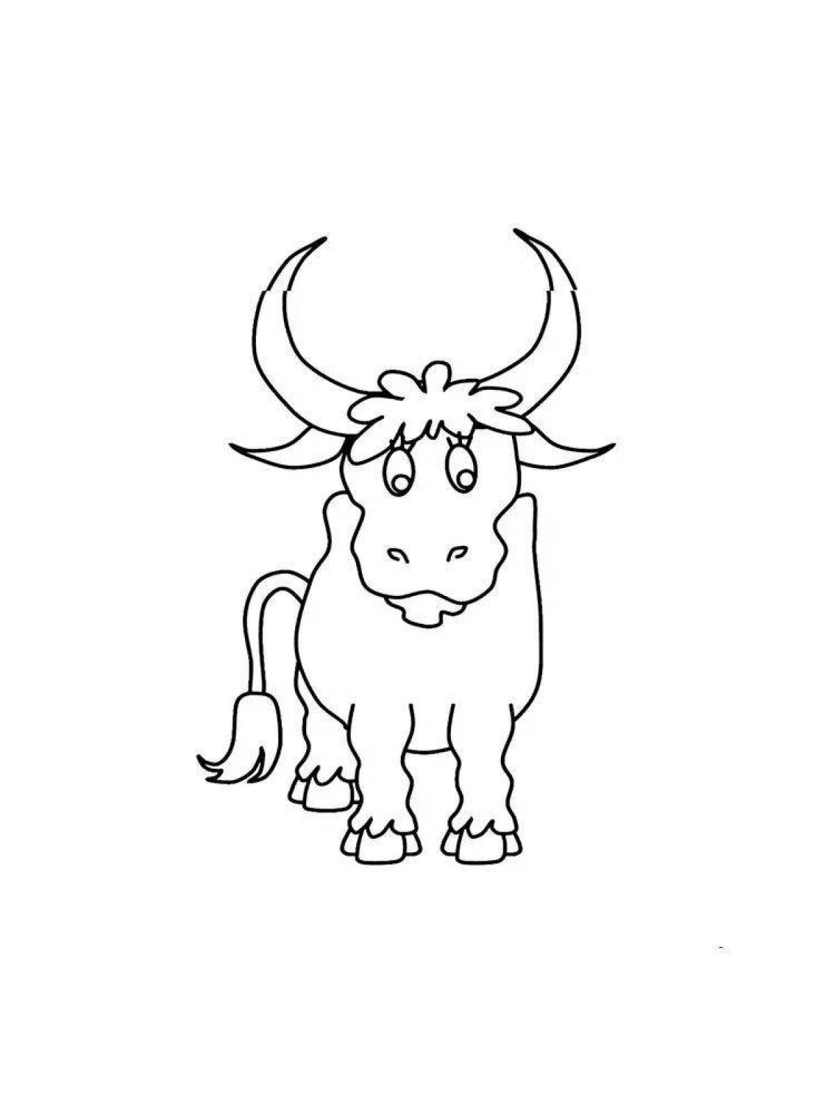 Coloring live bull for children