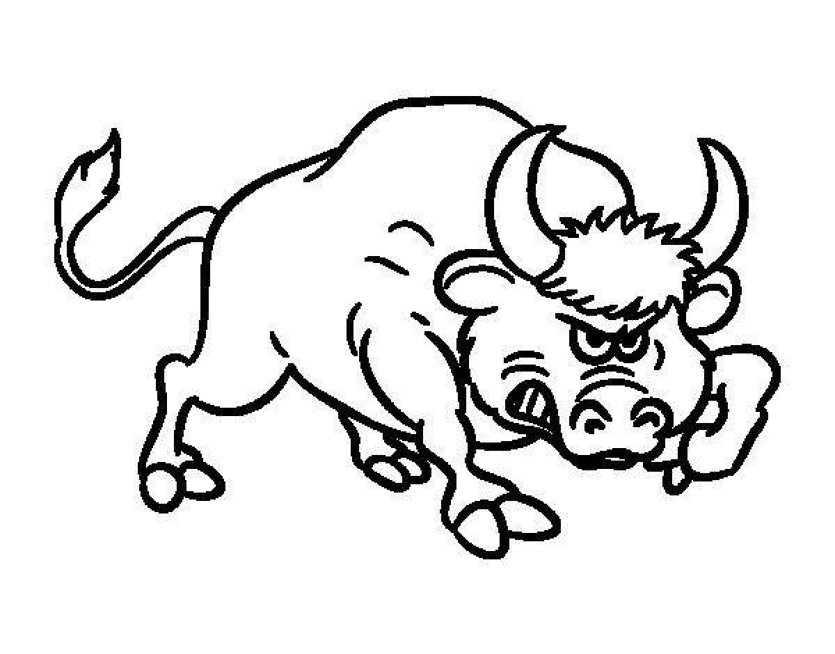 Анимированная страница раскраски быка для детей