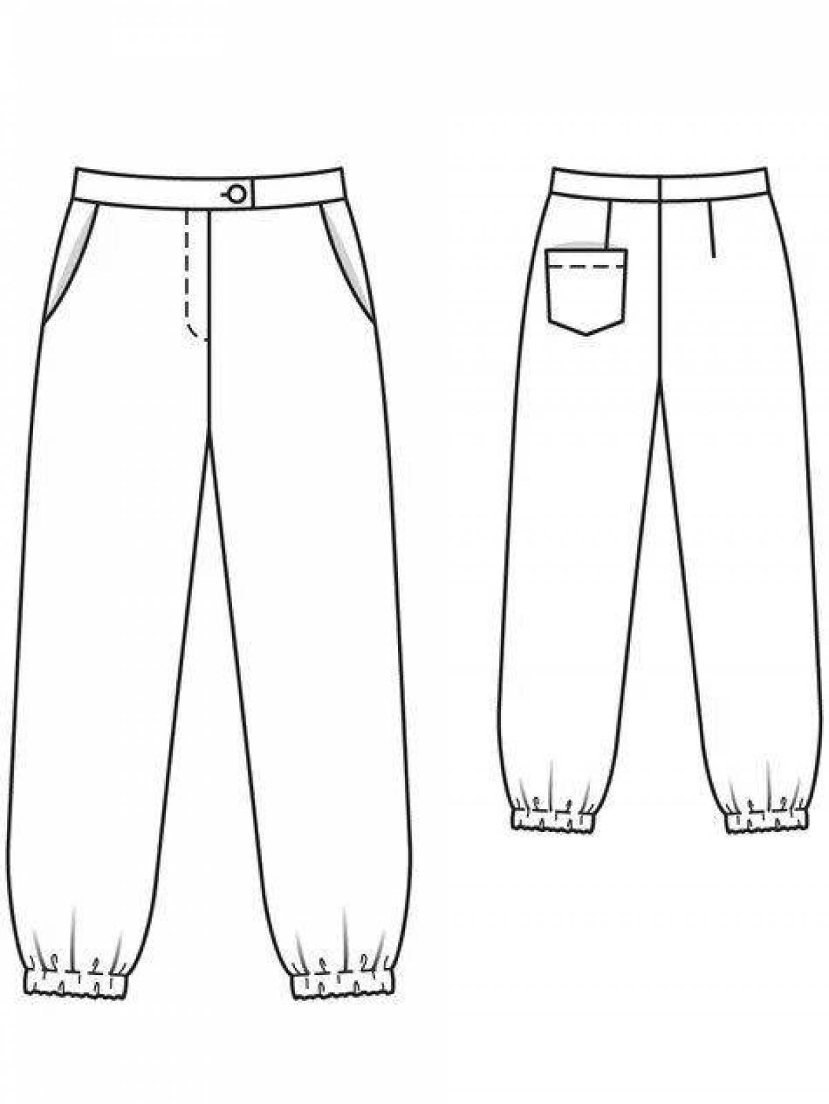 Coloring page cute pants for kids