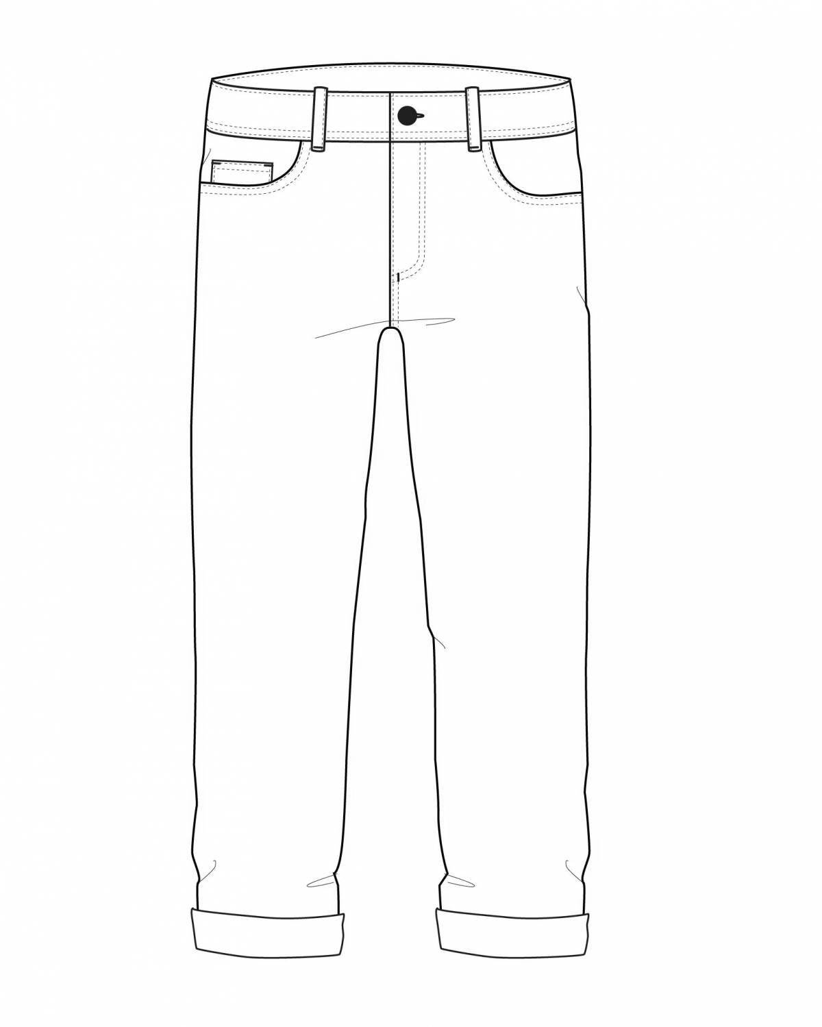 Coloring page modern trousers for children