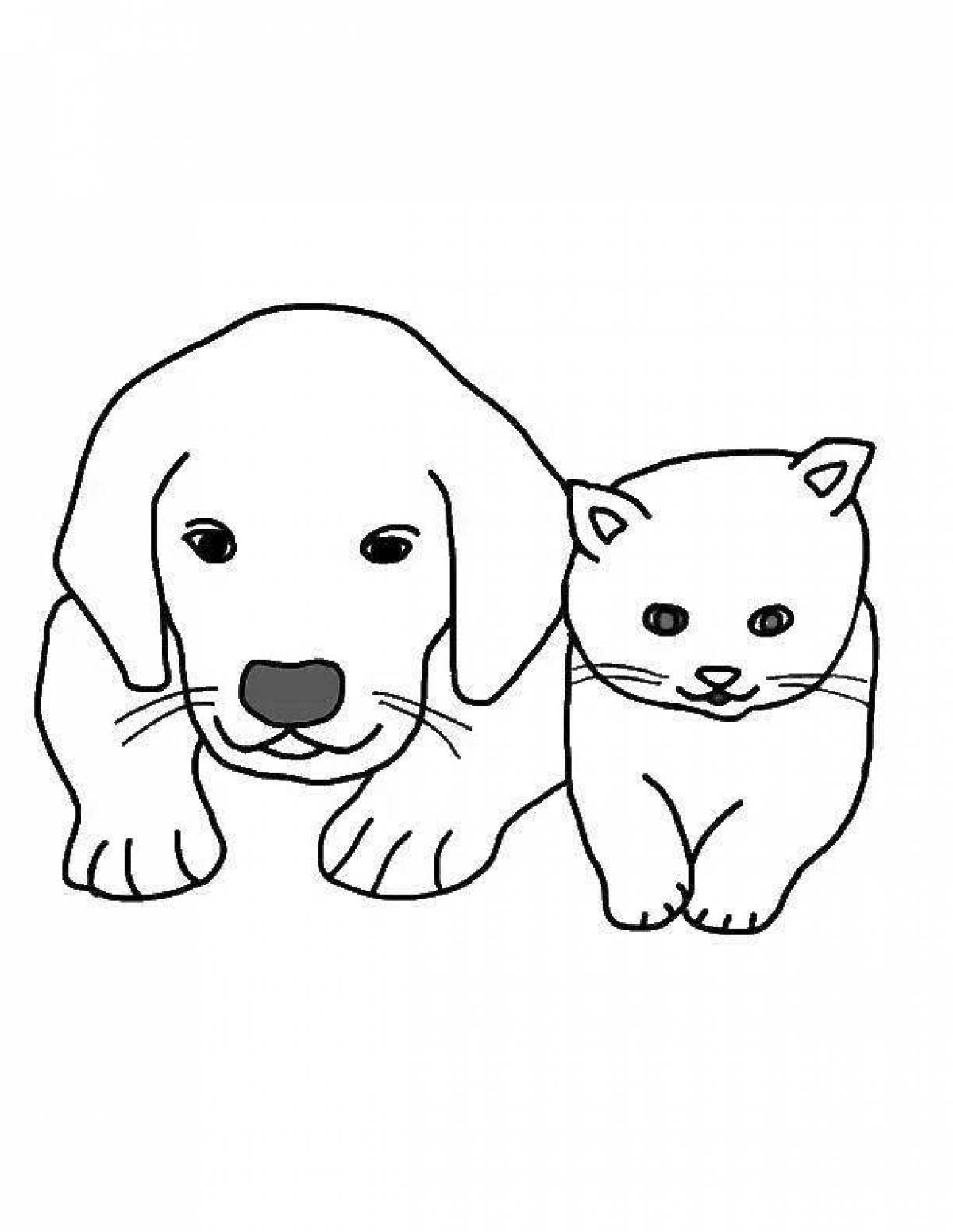 Развлекательные раскраски собаки и кошки для детей