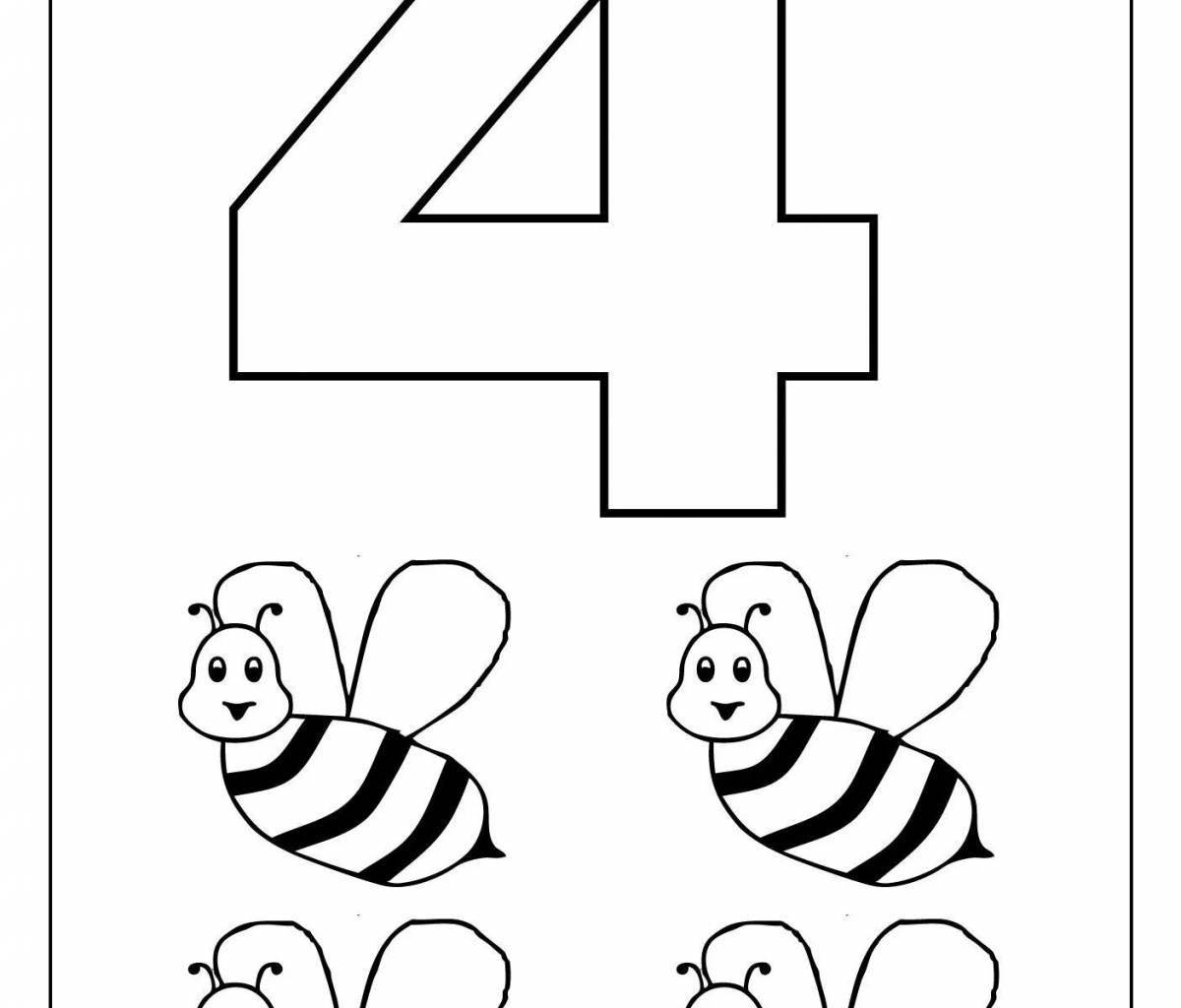 Fun coloring number 4 for kids