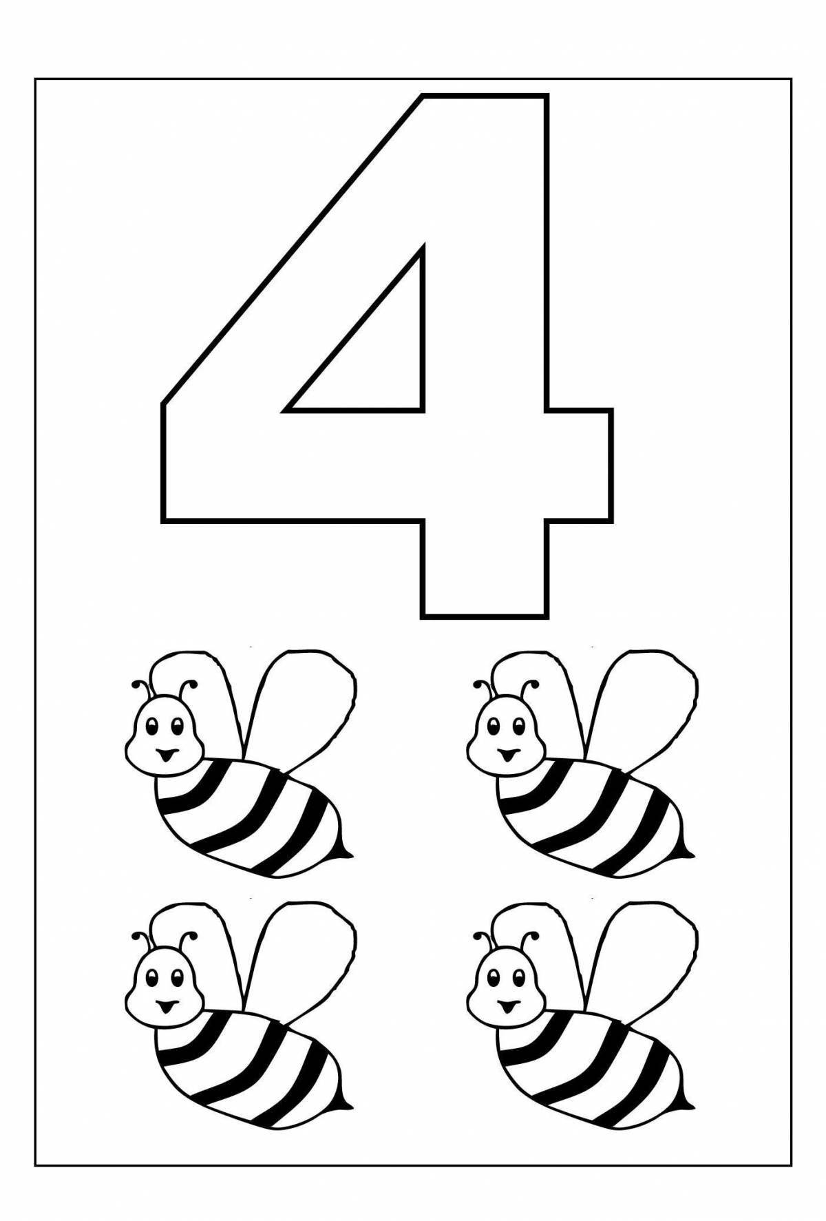 Coloring number 4 for children