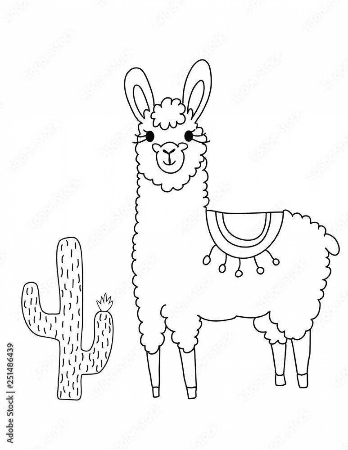 Happy lama coloring pages for kids