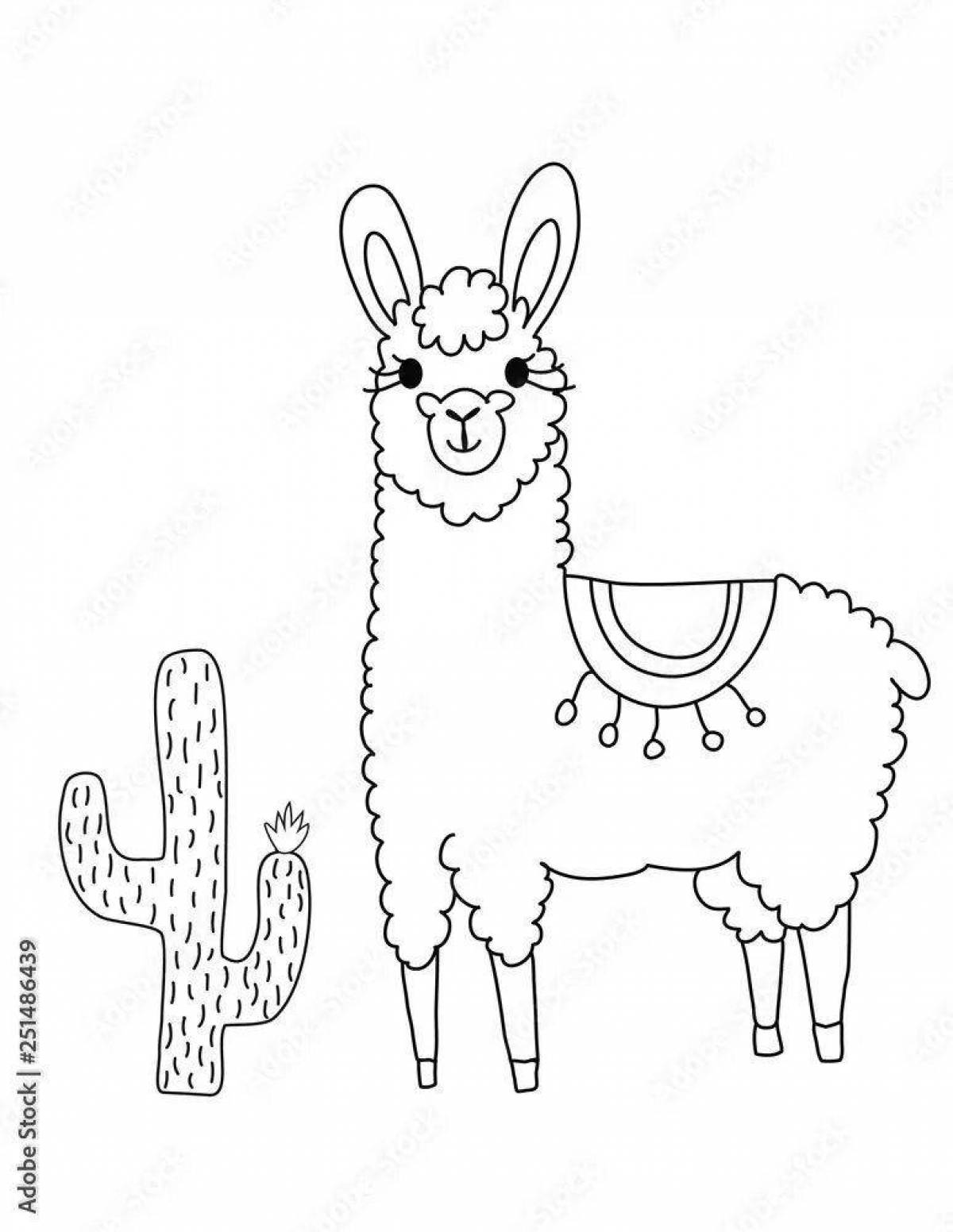 Happy lama coloring pages for kids