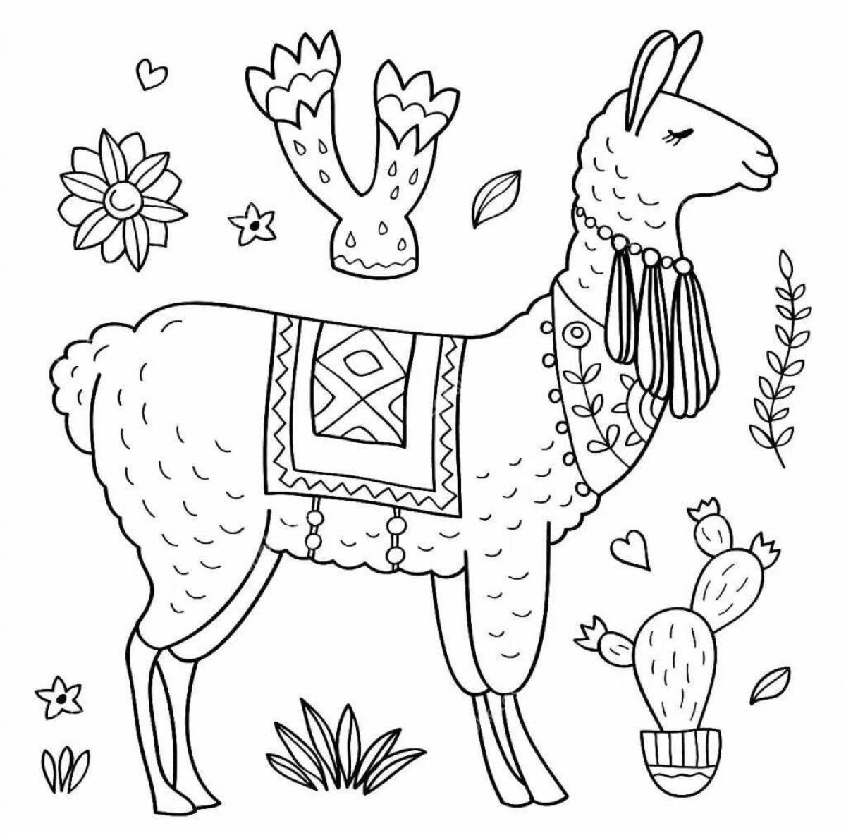 Fairy llama coloring book for kids