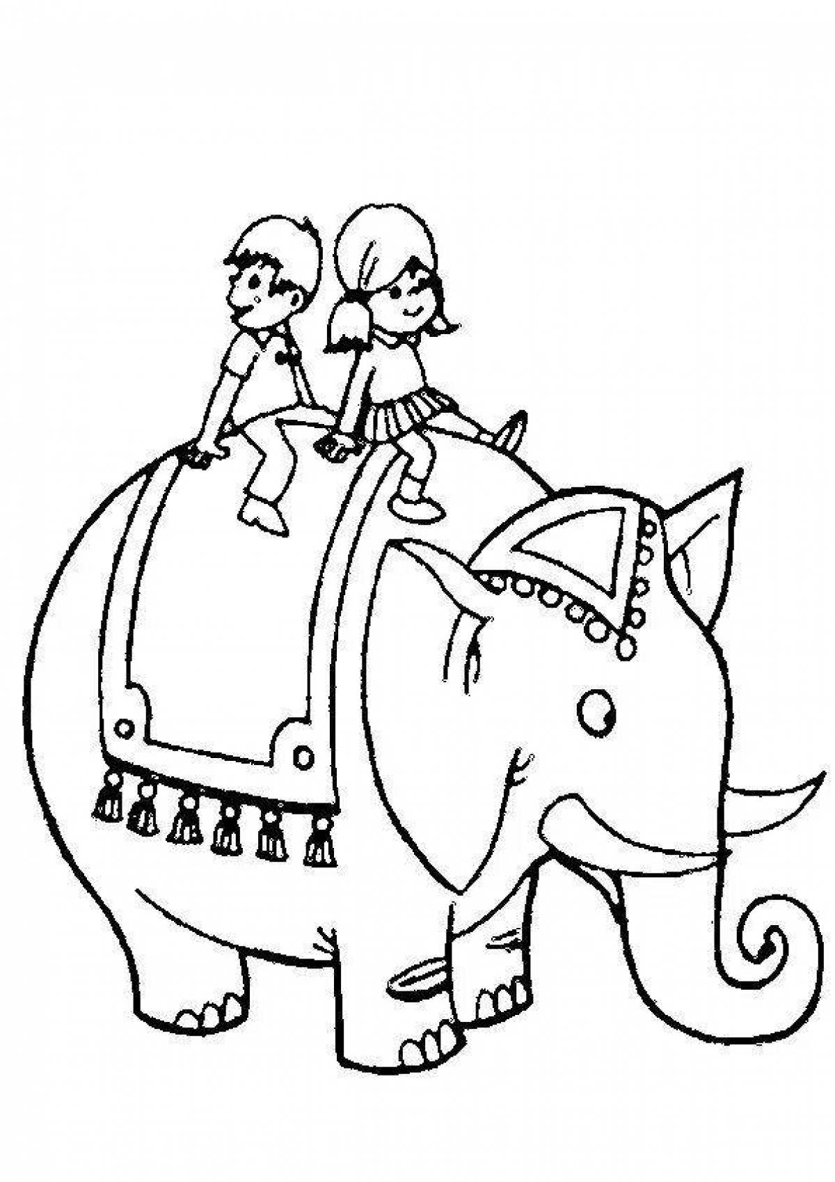 Девочка и слон раскраска