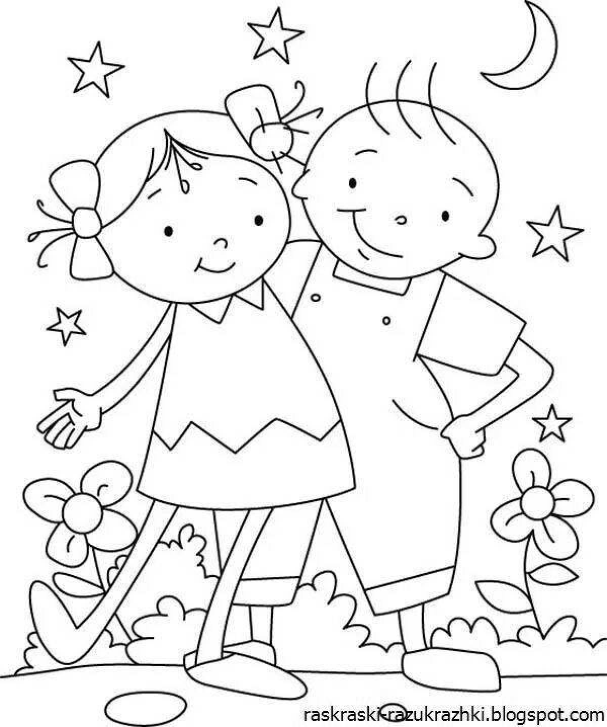 Colorful and fun children's friendship coloring book