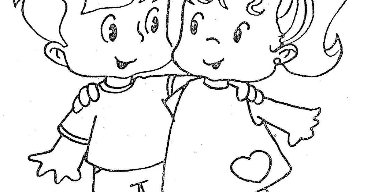 Joyful children's friendship coloring book