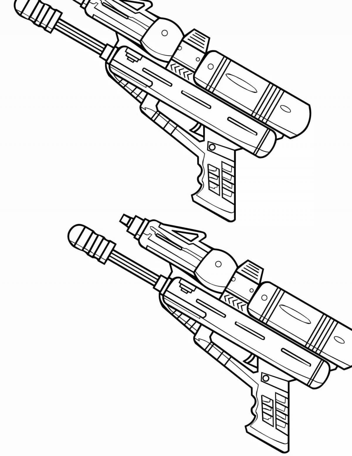 Colorful chicken gun coloring page for boys