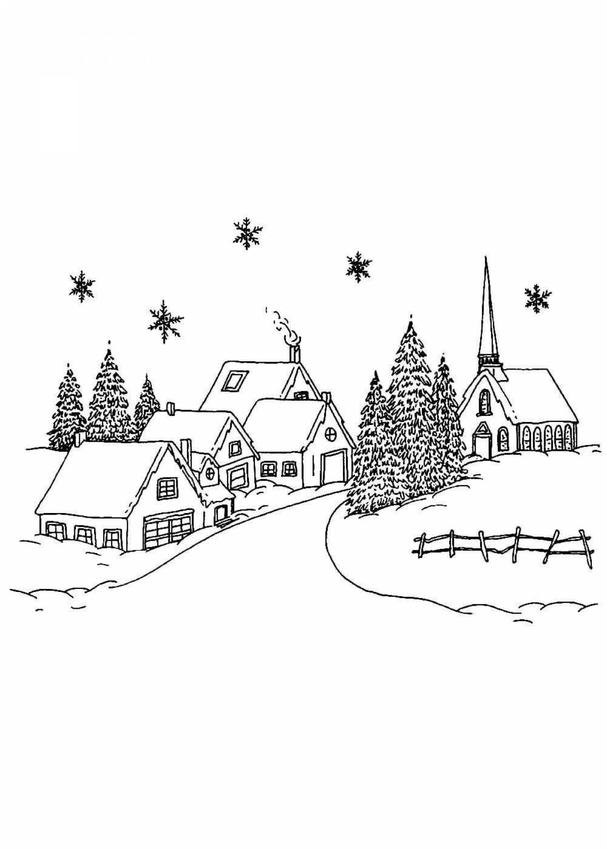 Coloring for a beautiful winter landscape