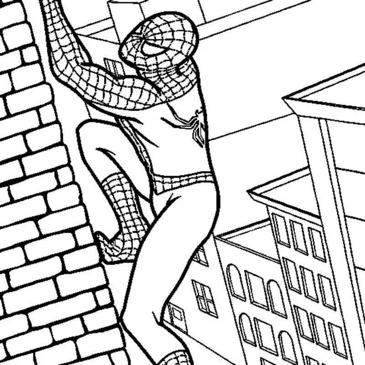 Joyful spider-man coloring for children 5 years old