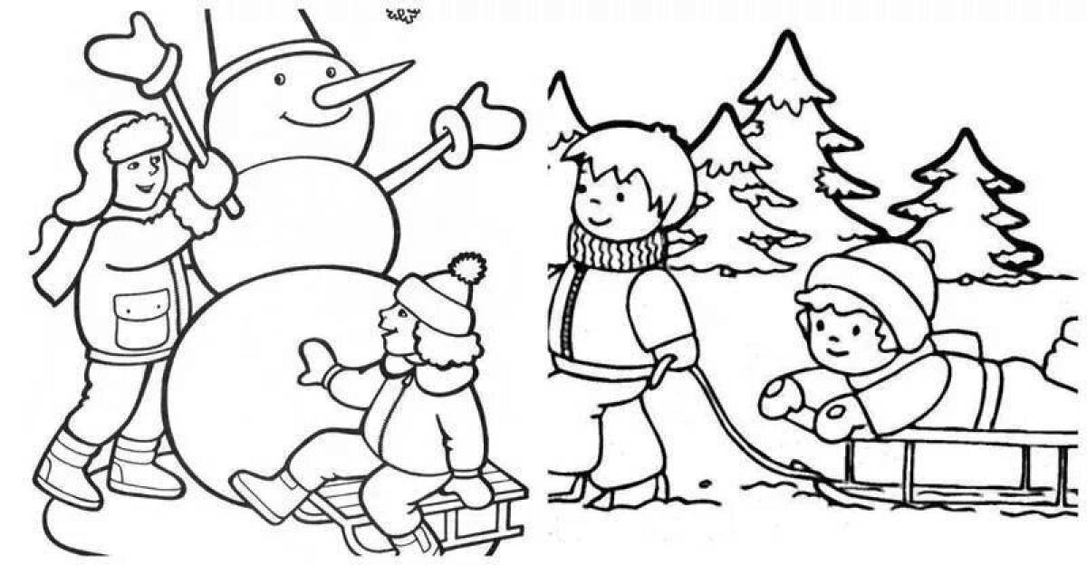 Colouring winter activities