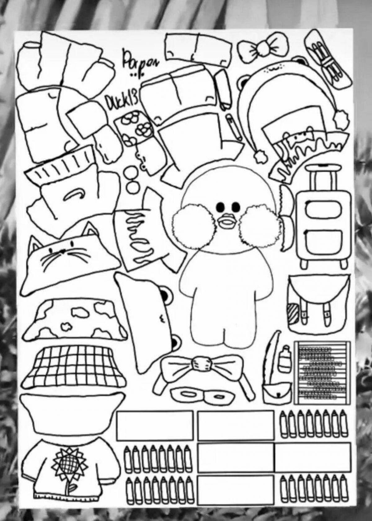Lalafanfan duck magic coloring page