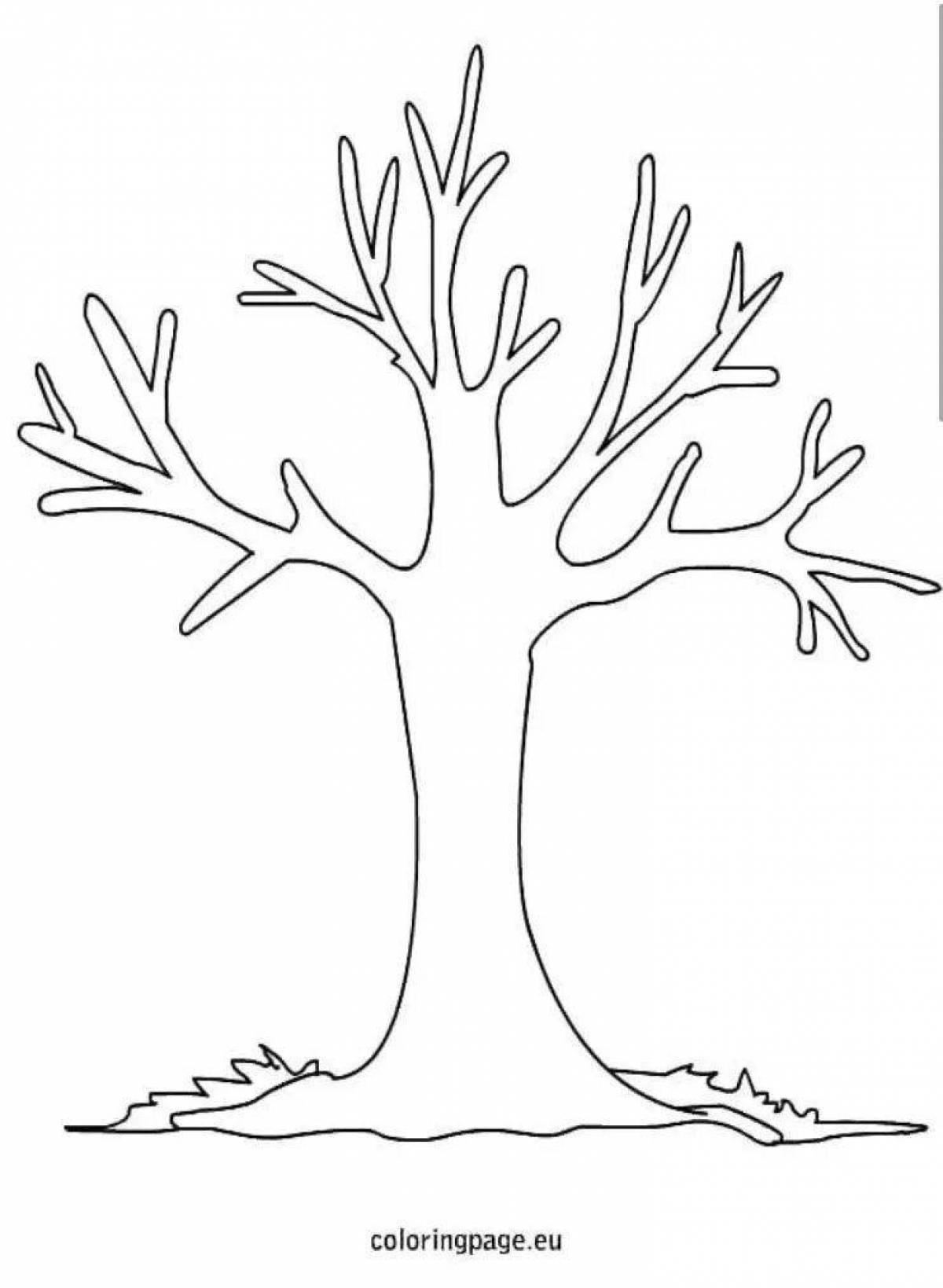 Joyful tree without leaves for children 3-4 years old