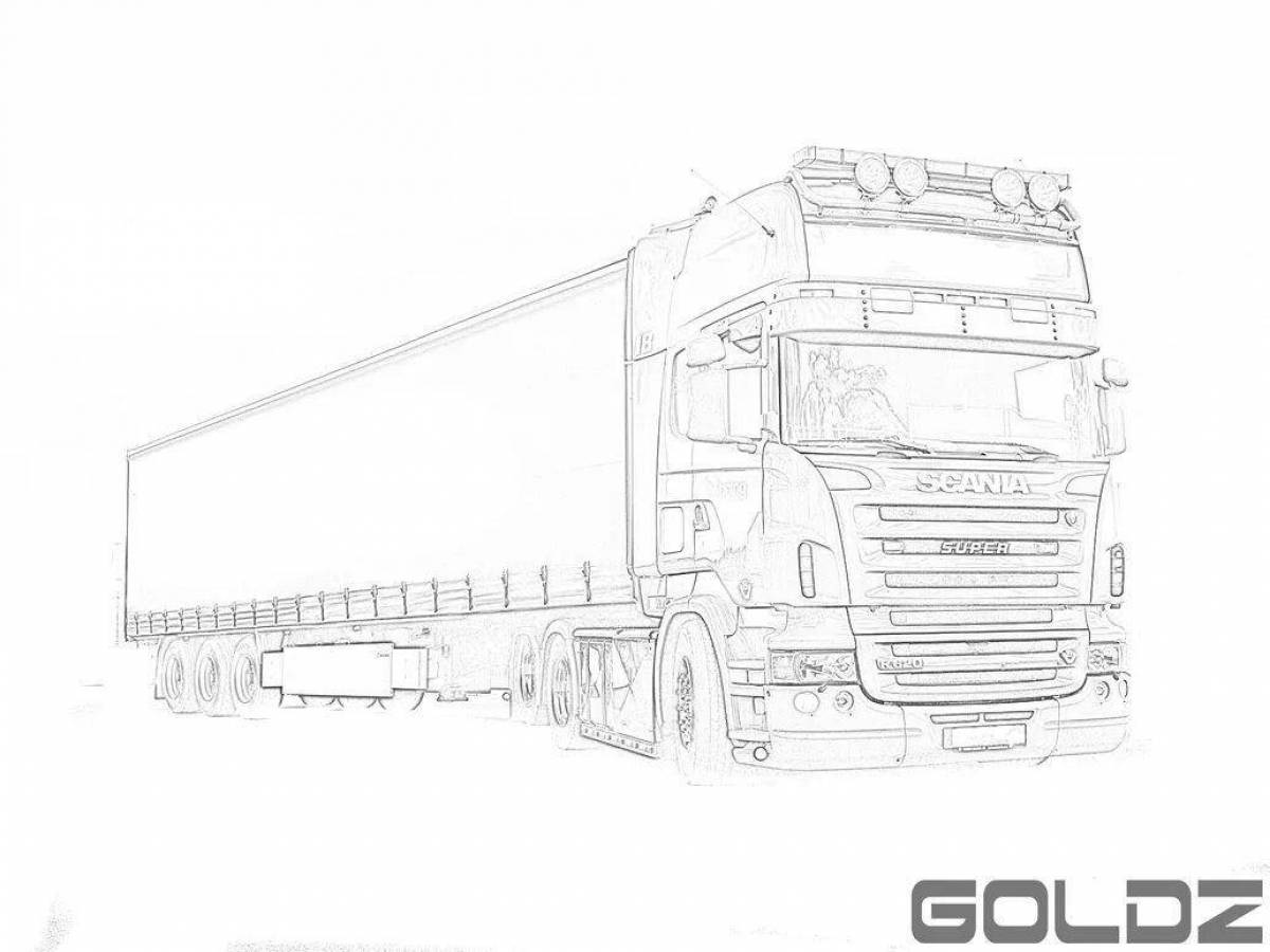 Colorful scania coloring page