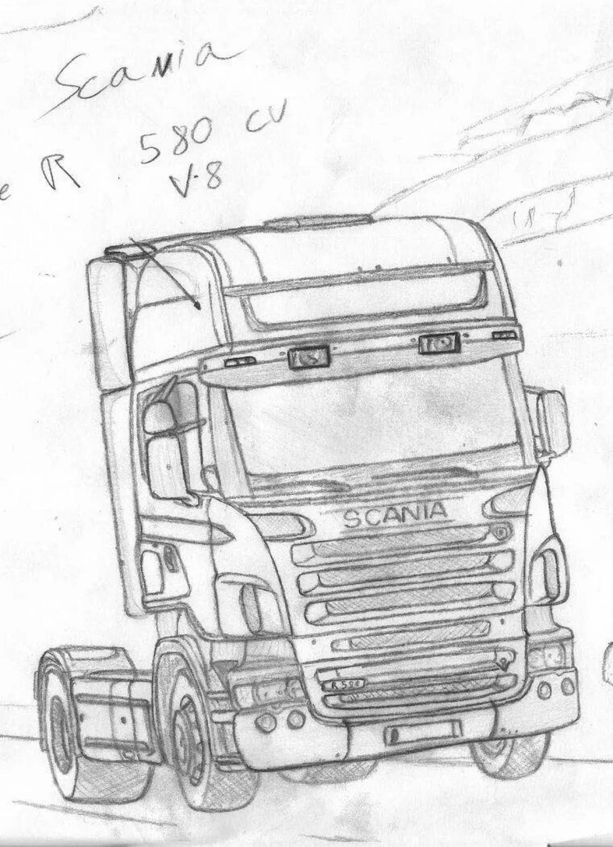 Attractive scania coloring page