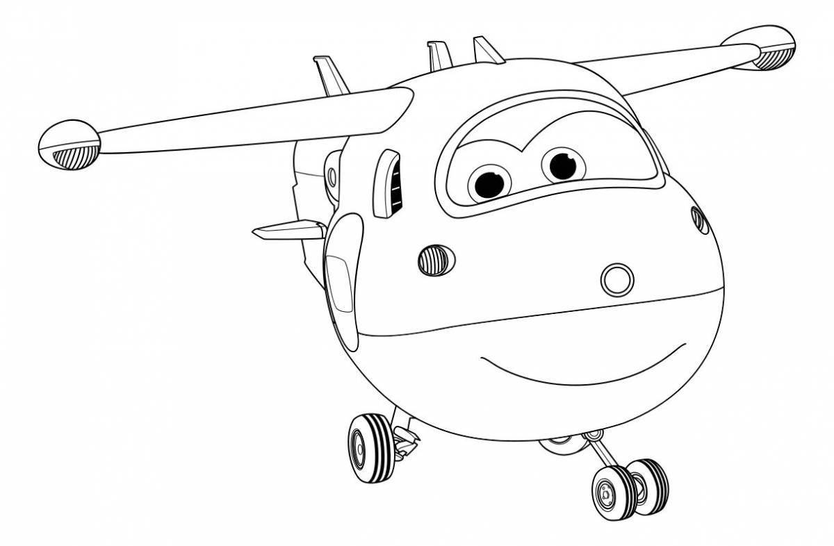 Colorful airplane coloring page
