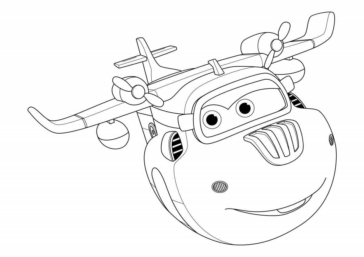 Coloring page funny jet plane