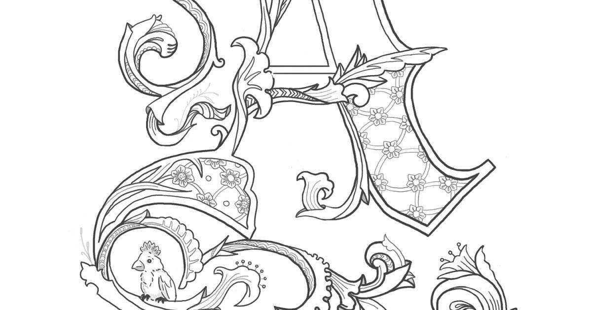 Creative coloring page initial letter