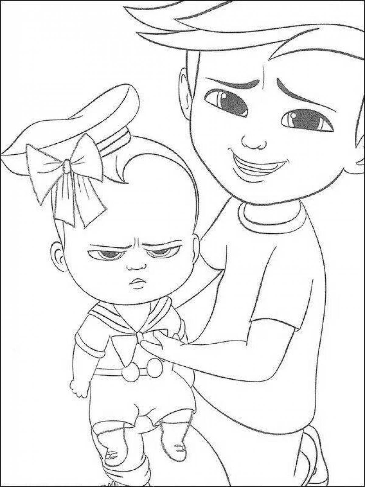 Charan baby playful coloring page