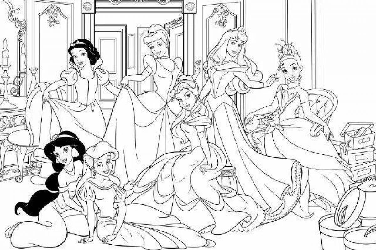 Sparkle coloring all princesses