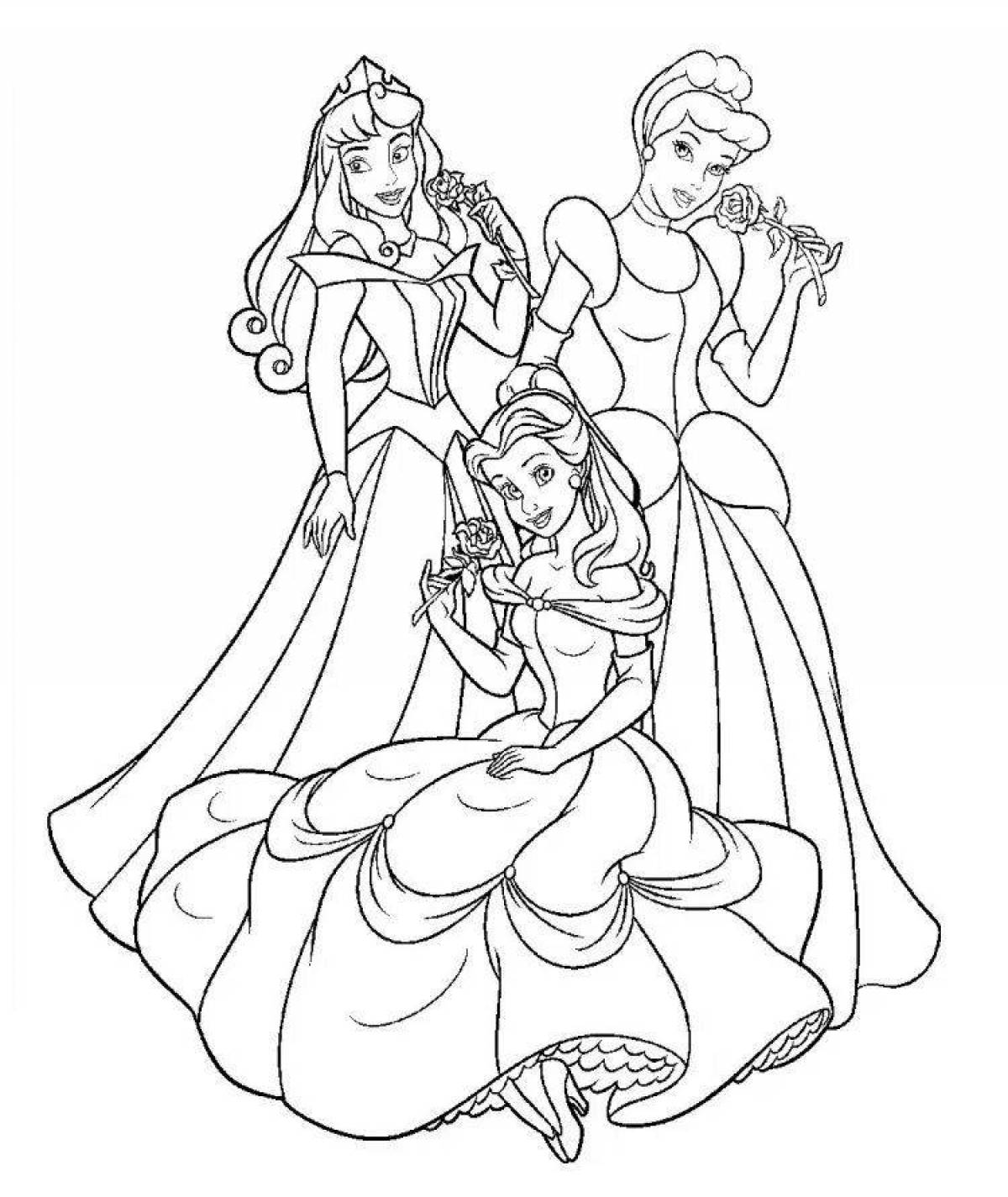 Dazzling coloring all princesses