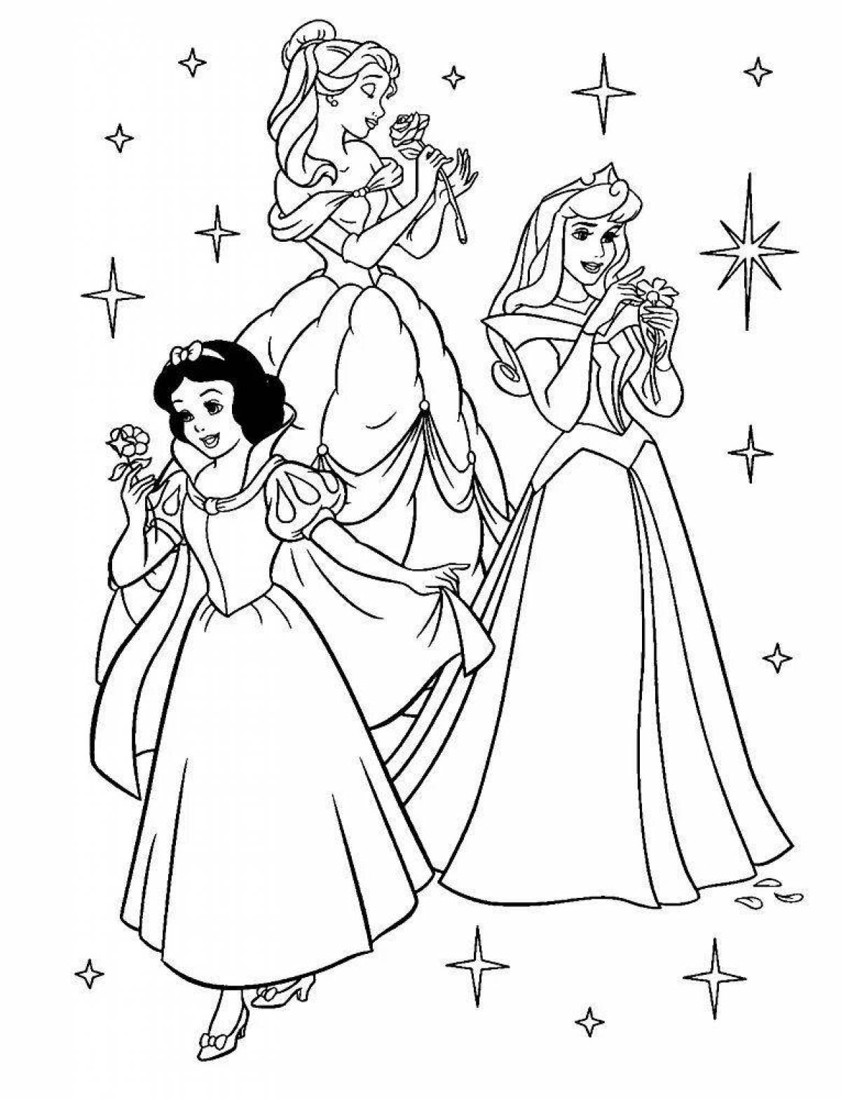 Serene coloring page all princesses