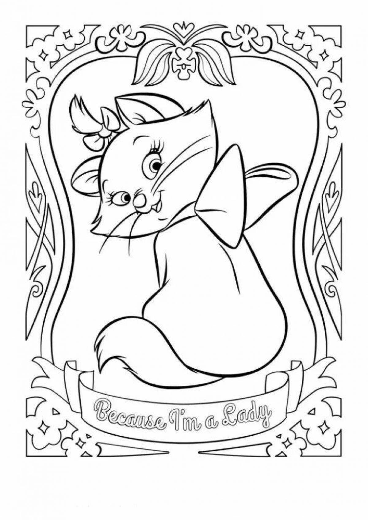 Marie kitty playful coloring page