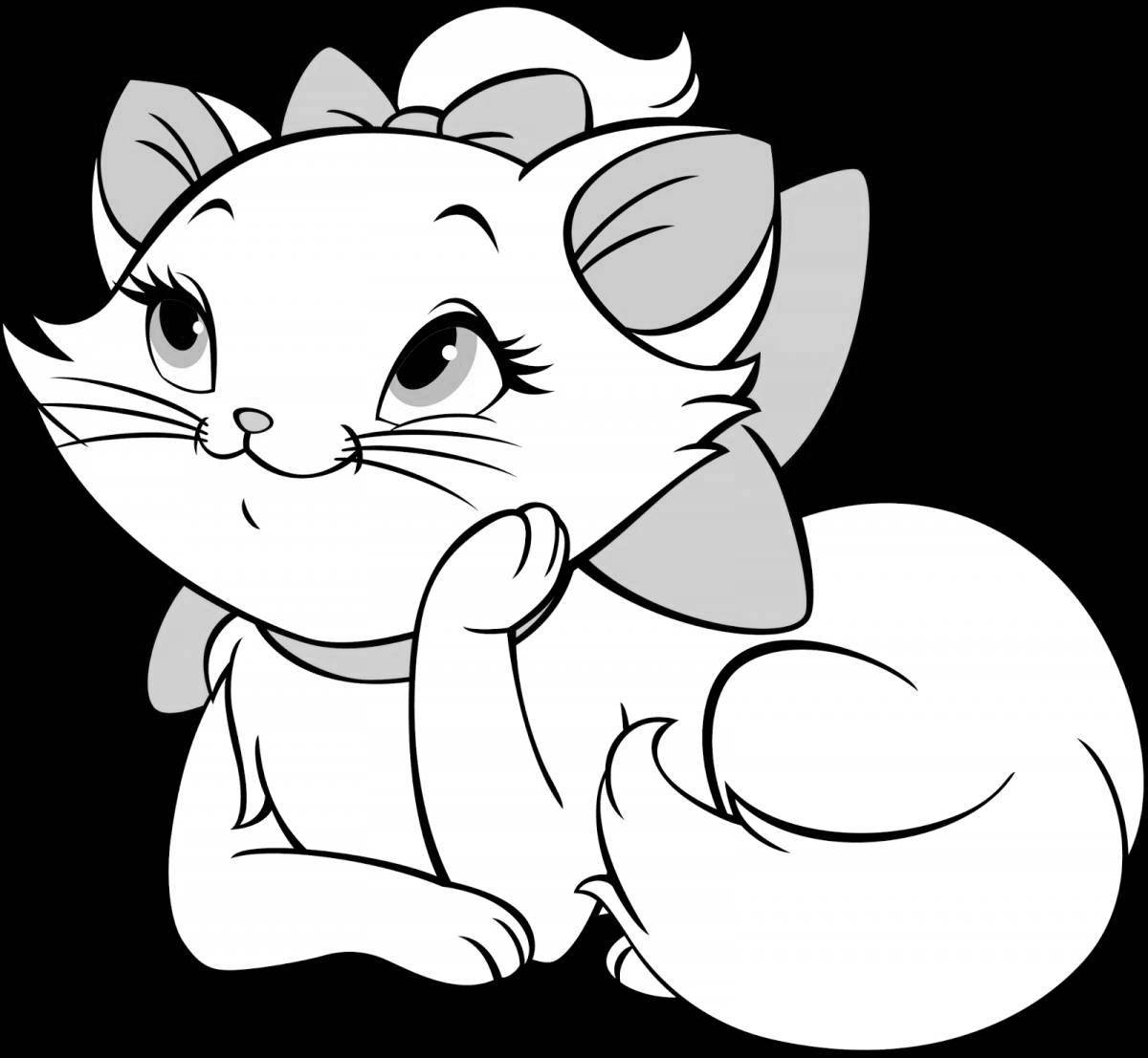 Glittering Marie Kitty Coloring Page