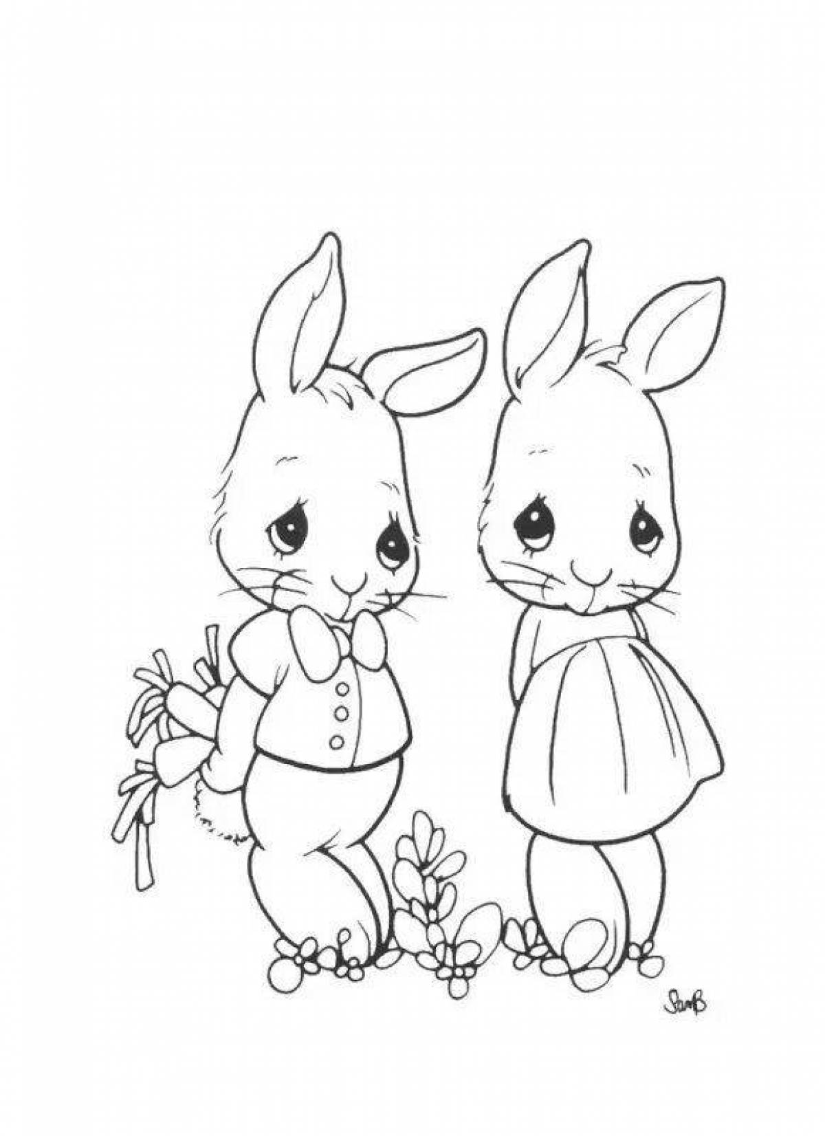 Fancy coloring cute rabbit
