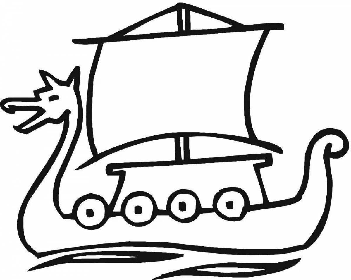 Prosperous water transport coloring page