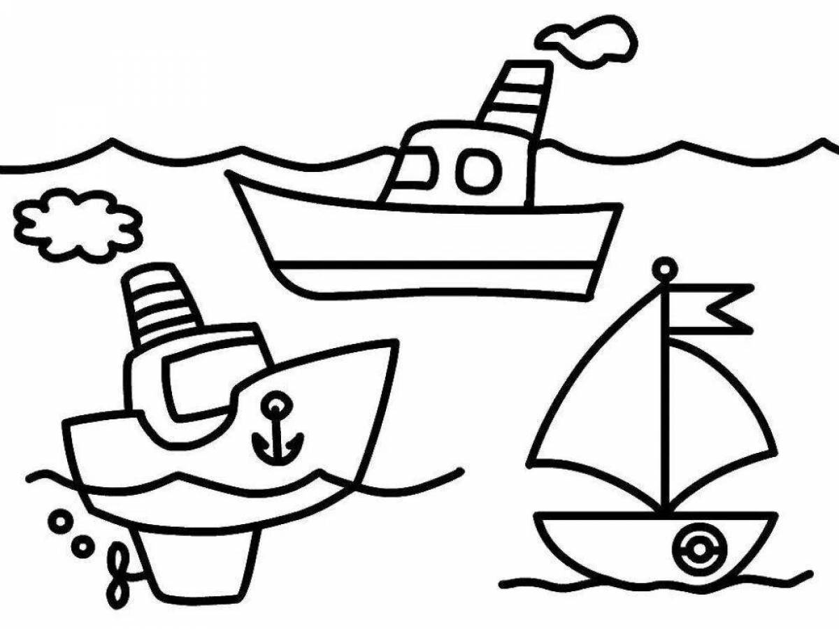 Glittering water transport coloring book